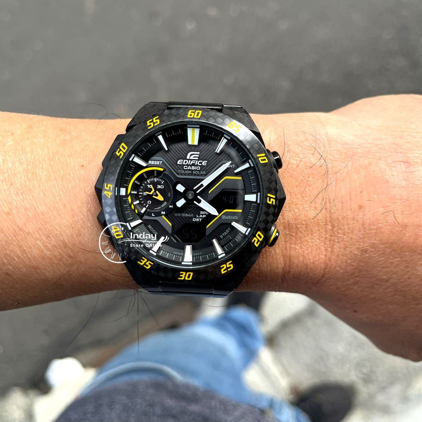 Casio Edifice Men's Watch ECB-2200RC-1A9 Mineral Glass Stainless Steel Band Bluetooth Tough Solar