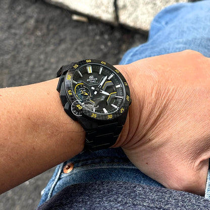 Casio Edifice Men's Watch ECB-2200RC-1A9 Mineral Glass Stainless Steel Band Bluetooth Tough Solar