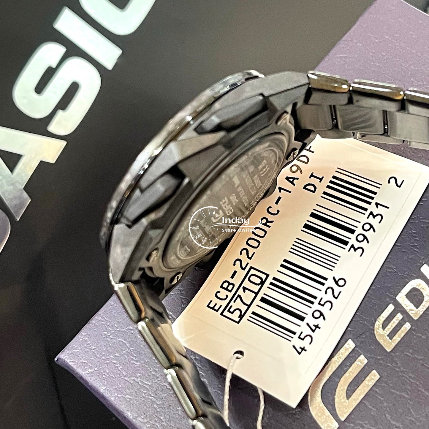 Casio Edifice Men's Watch ECB-2200RC-1A9 Mineral Glass Stainless Steel Band Bluetooth Tough Solar