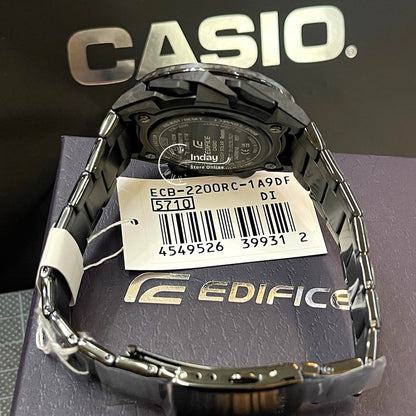 Casio Edifice Men's Watch ECB-2200RC-1A9 Mineral Glass Stainless Steel Band Bluetooth Tough Solar