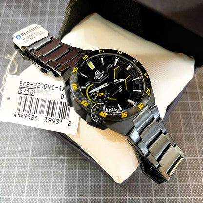 Casio Edifice Men's Watch ECB-2200RC-1A9 Mineral Glass Stainless Steel Band Bluetooth Tough Solar