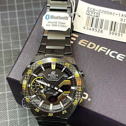 Casio Edifice Men's Watch ECB-2200RC-1A9 Mineral Glass Stainless Steel Band Bluetooth Tough Solar