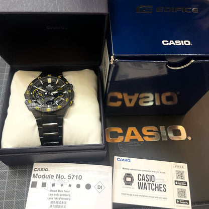 Casio Edifice Men's Watch ECB-2200RC-1A9 Mineral Glass Stainless Steel Band Bluetooth Tough Solar