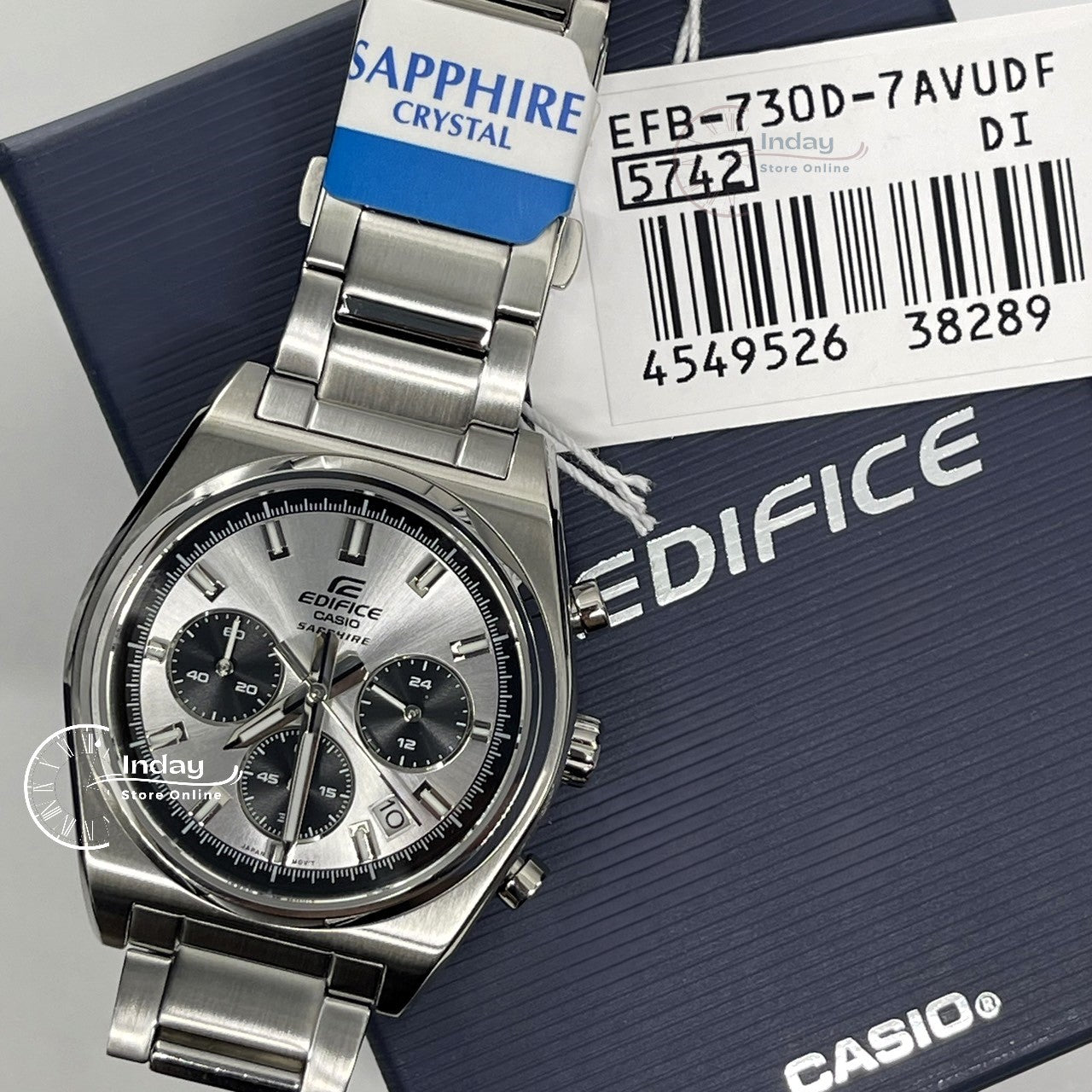 Casio Edifice Men's Watch EFB-730D-7A Stainless Steel Band Solid Band Sapphire Crystal