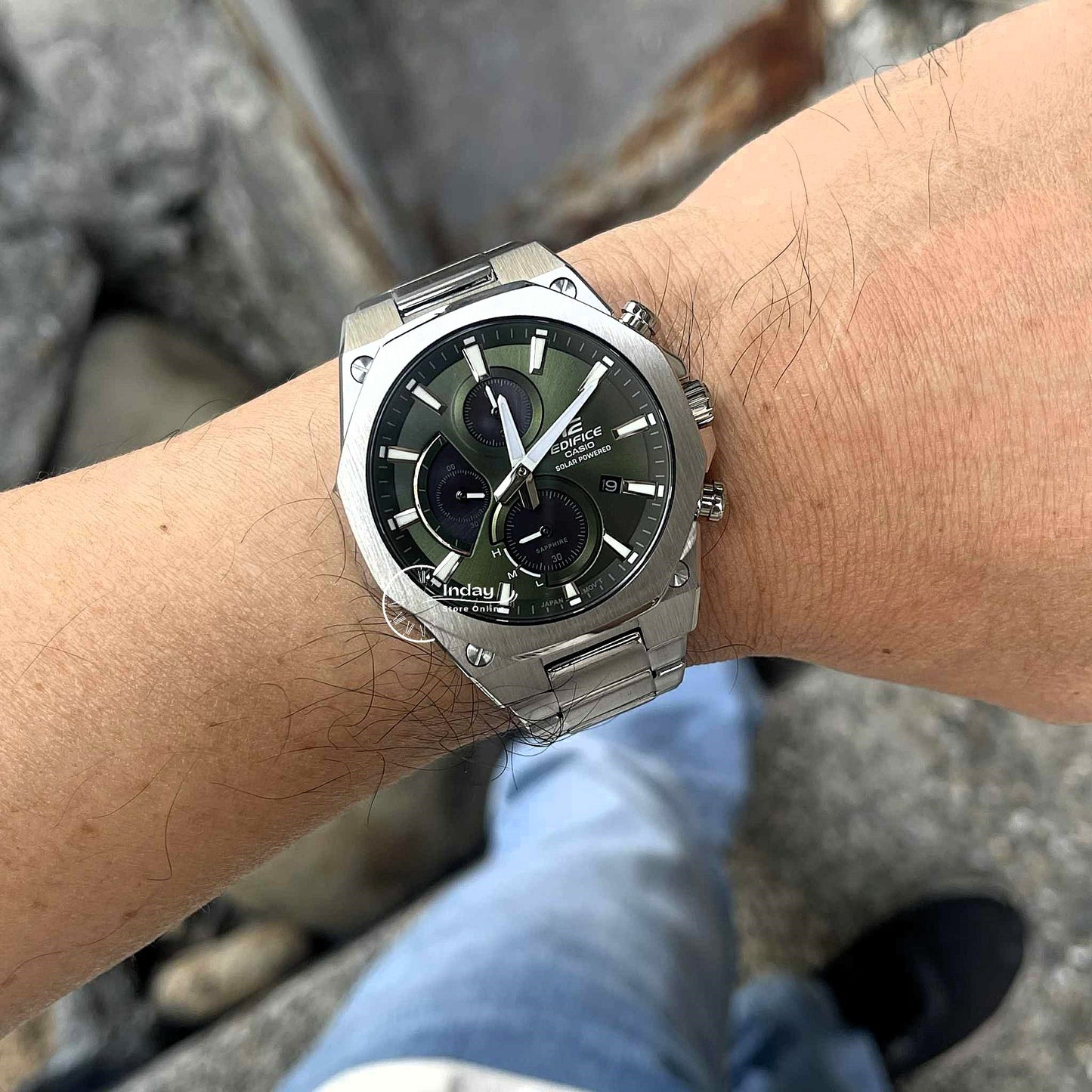 Casio Edifice Men's Watch EFS-S570D-3A Slim Line with Sapphire Crystal Solar Powered