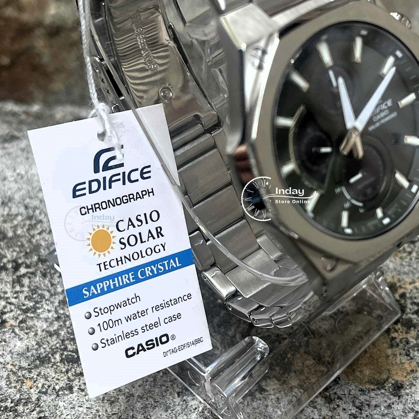 Casio Edifice Men's Watch EFS-S570D-3A Slim Line with Sapphire Crystal Solar Powered