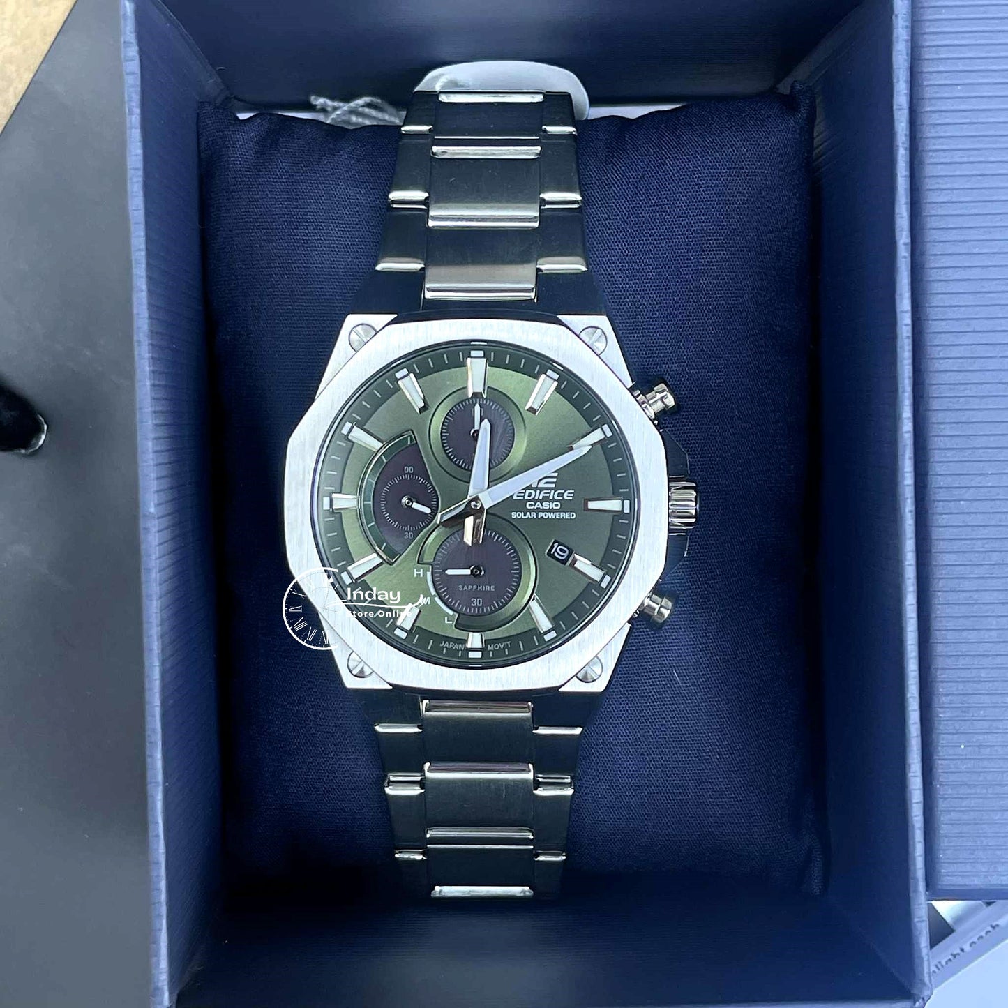 Casio Edifice Men's Watch EFS-S570D-3A Slim Line with Sapphire Crystal Solar Powered