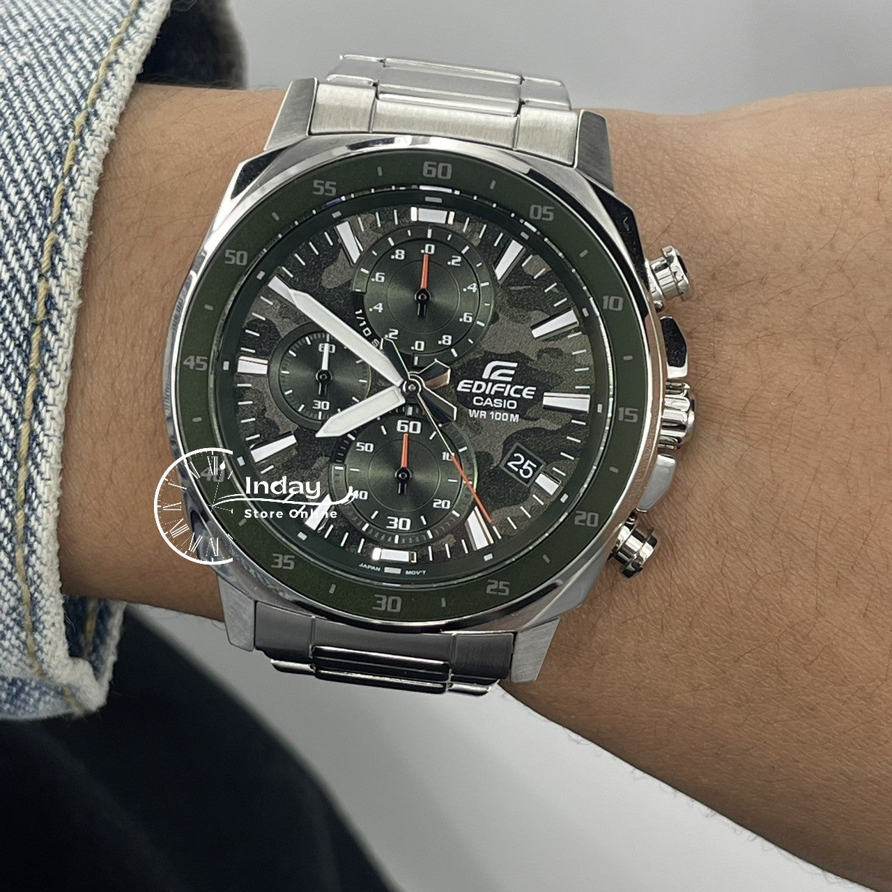Casio Edifice Men's Watch EFV-600D-3C Standard Chronograph Stainless Steel Band Mineral Glass