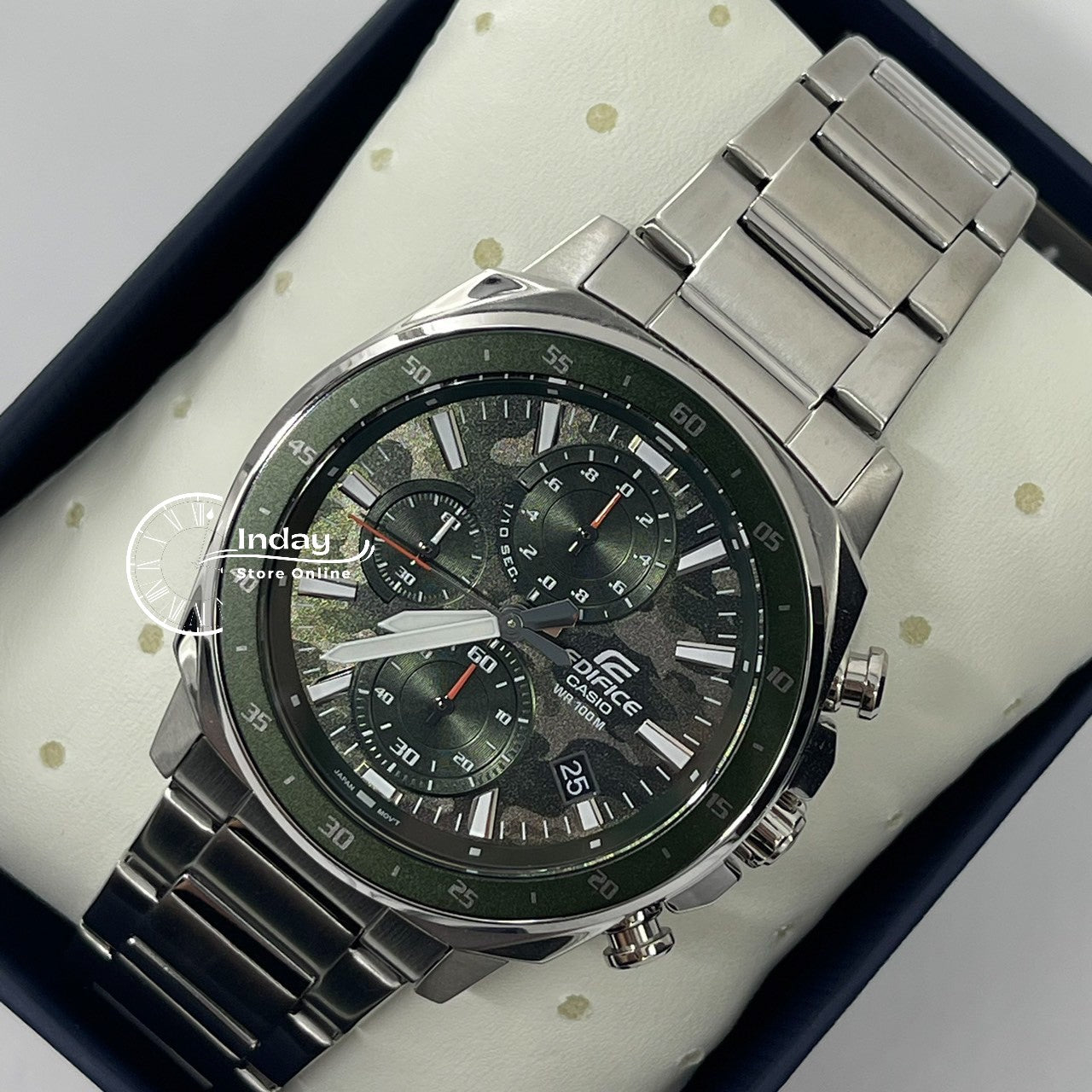 Casio Edifice Men's Watch EFV-600D-3C Standard Chronograph Stainless Steel Band Mineral Glass