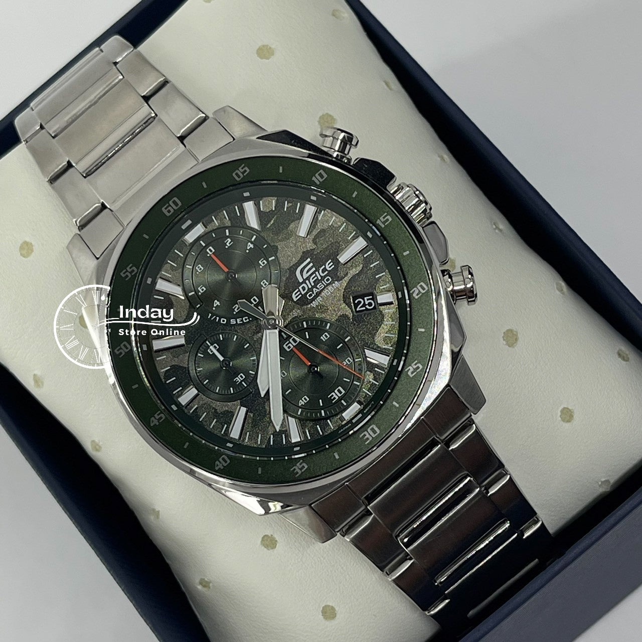 Casio Edifice Men's Watch EFV-600D-3C Standard Chronograph Stainless Steel Band Mineral Glass