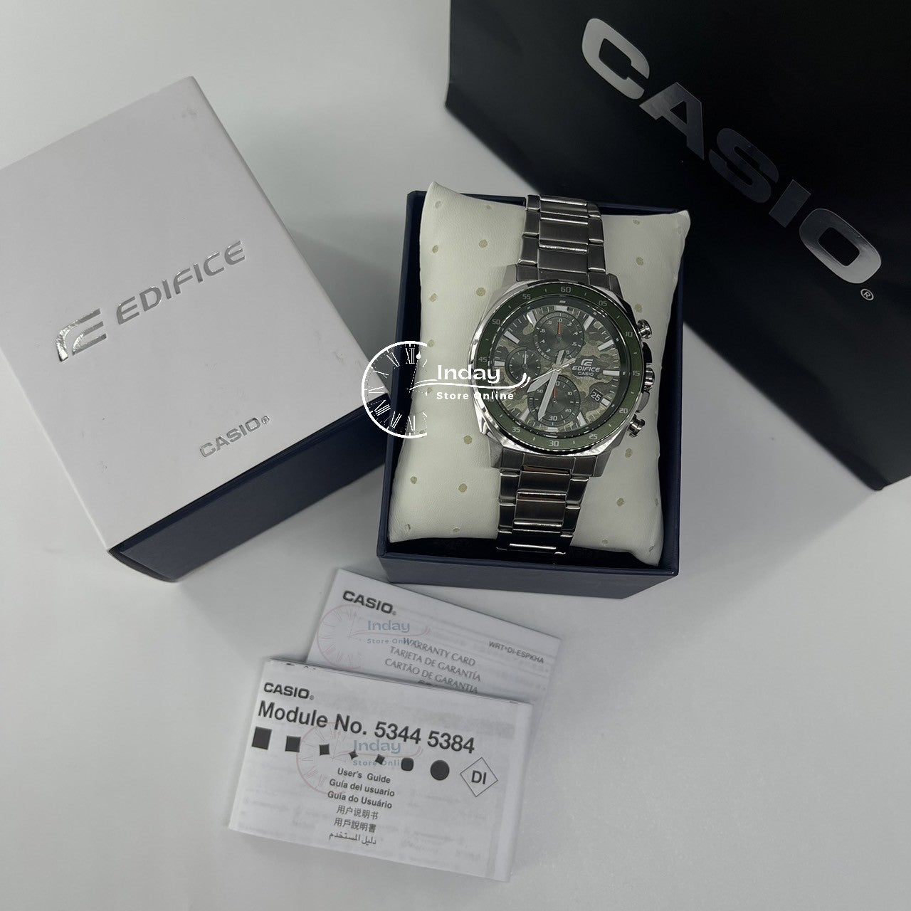 Casio Edifice Men's Watch EFV-600D-3C Standard Chronograph Stainless Steel Band Mineral Glass
