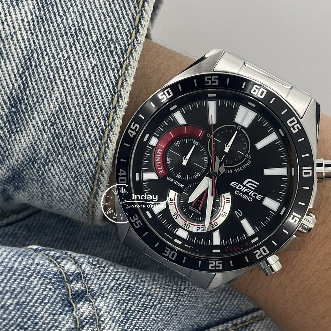Casio Edifice Men's Watch EFV-620D-1A4 Chronograph Stainless Steel Band Mineral Glass