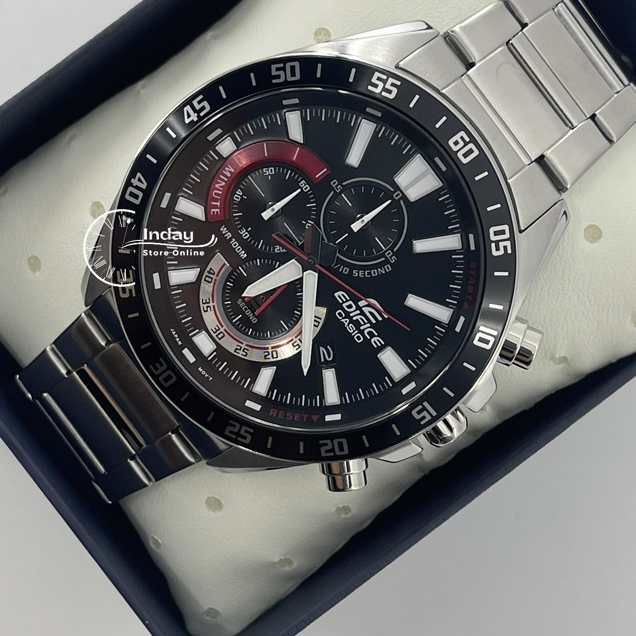 Casio Edifice Men's Watch EFV-620D-1A4 Chronograph Stainless Steel Band Mineral Glass