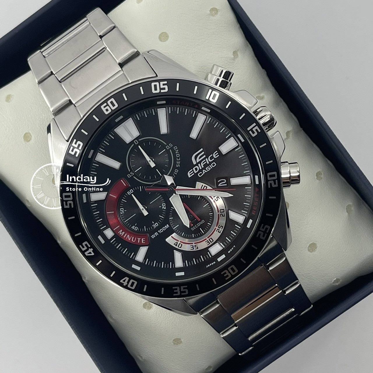 Casio Edifice Men's Watch EFV-620D-1A4 Chronograph Stainless Steel Band Mineral Glass