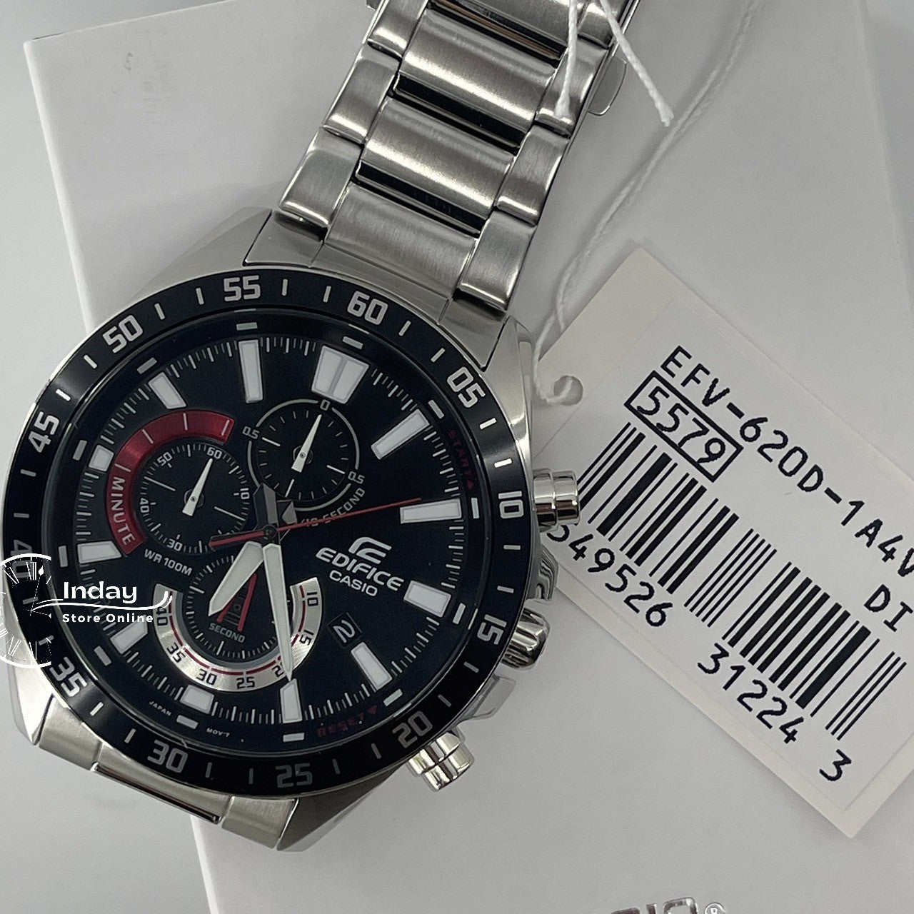 Casio Edifice Men's Watch EFV-620D-1A4 Chronograph Stainless Steel Band Mineral Glass