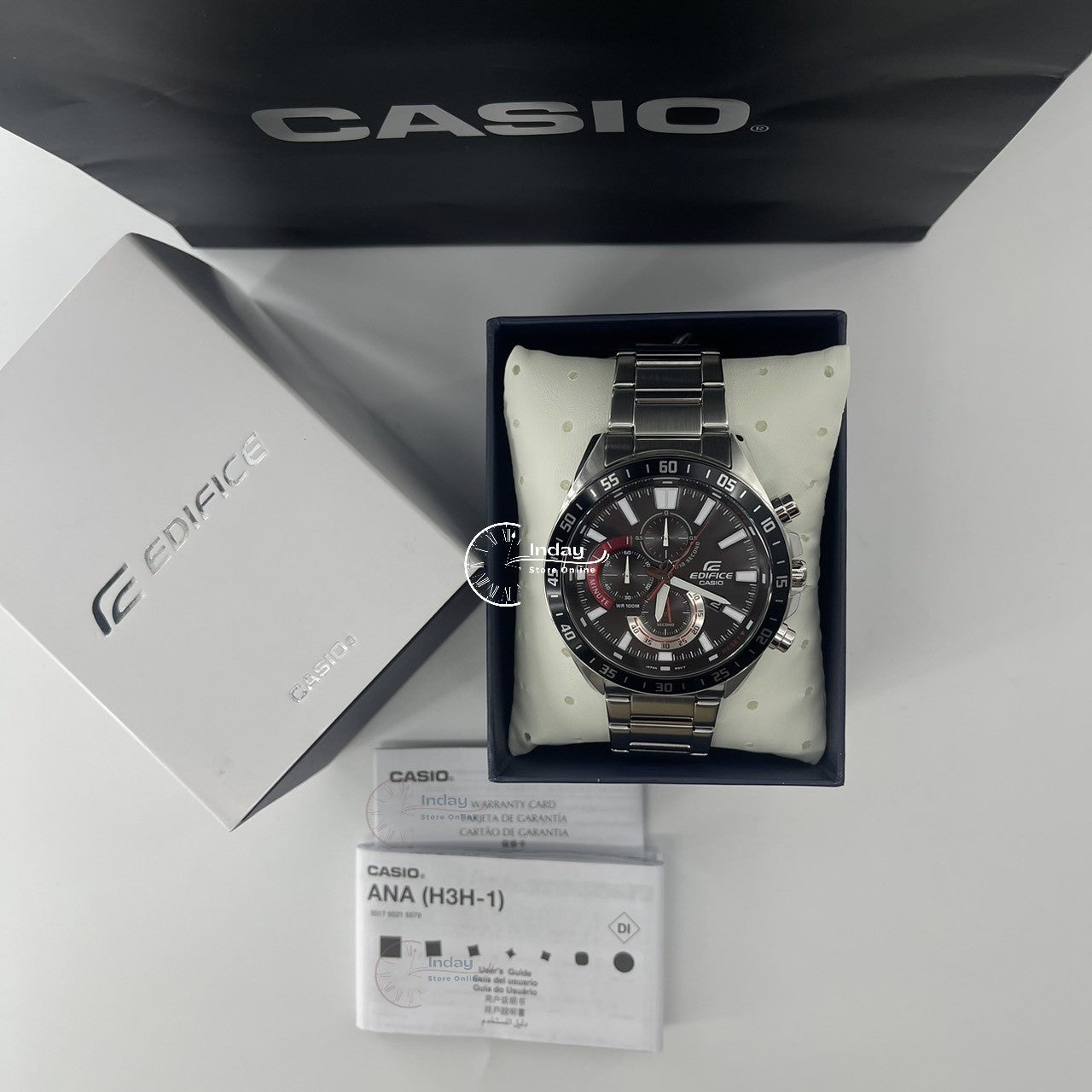 Casio Edifice Men's Watch EFV-620D-1A4 Chronograph Stainless Steel Band Mineral Glass