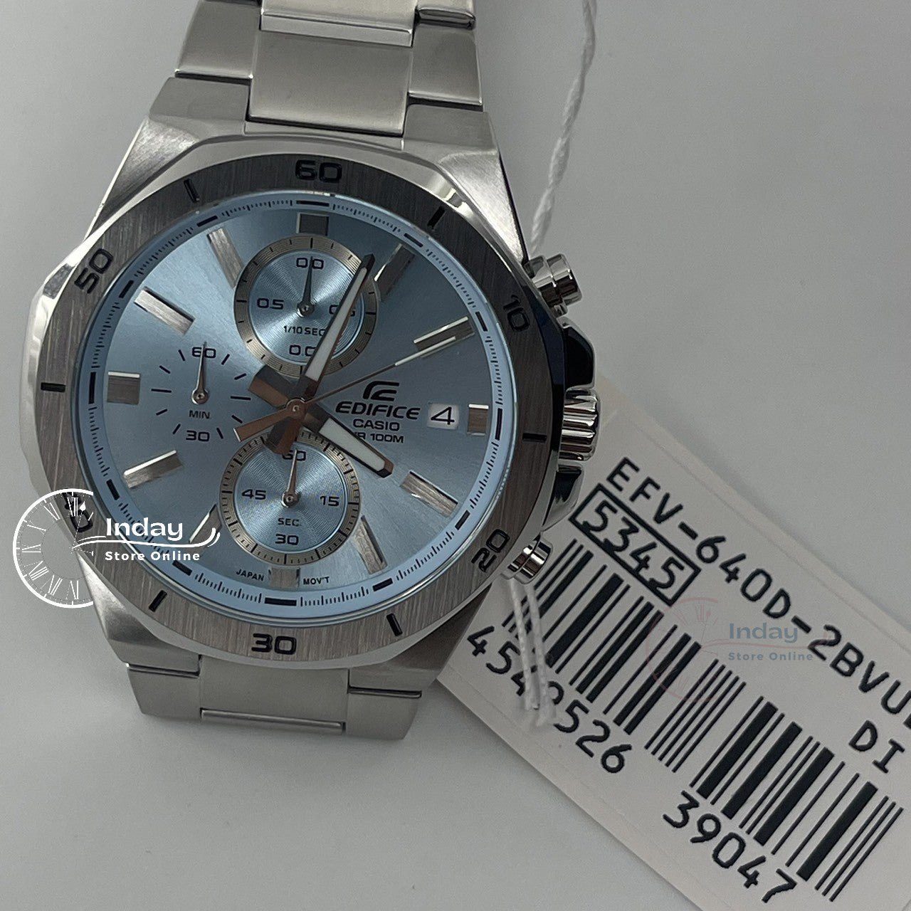 Casio Edifice  Men's Watch EFV-640D-2B Mineral Glass Stainless Steel Band