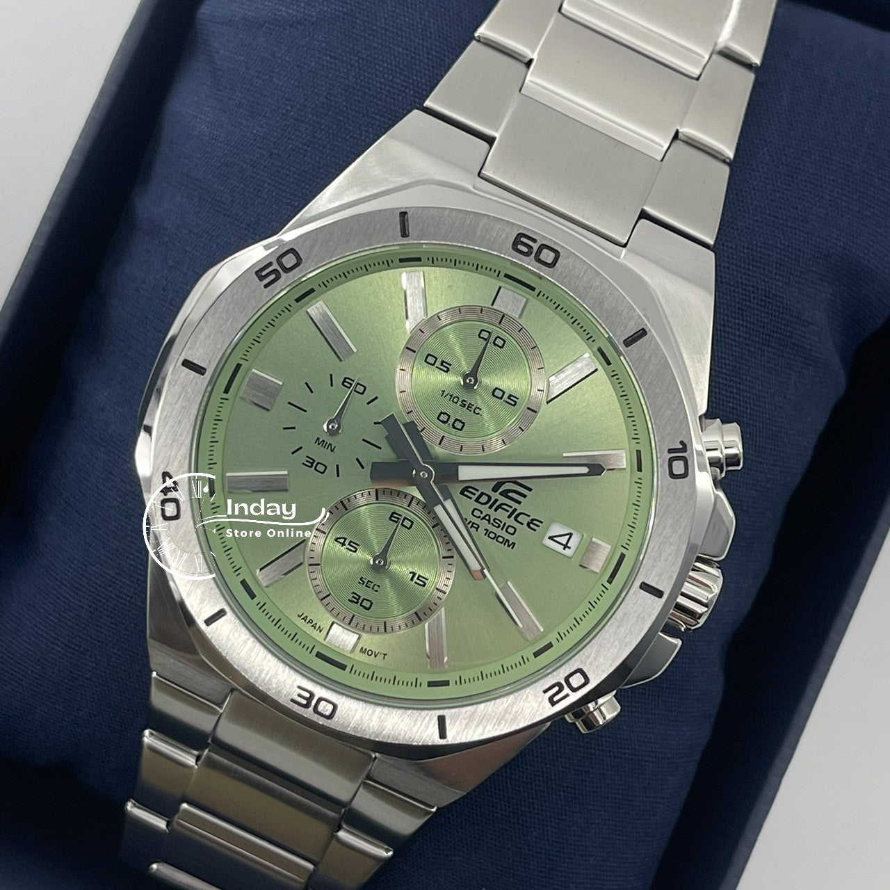 Casio Edifice  Men's Watch EFV-640D-3A Mineral Glass Stainless Steel Band
