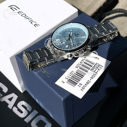 Casio Edifice Men's Watch EFV-650D-2B Mineral Glass Standard Chronograph Stainless Steel Band