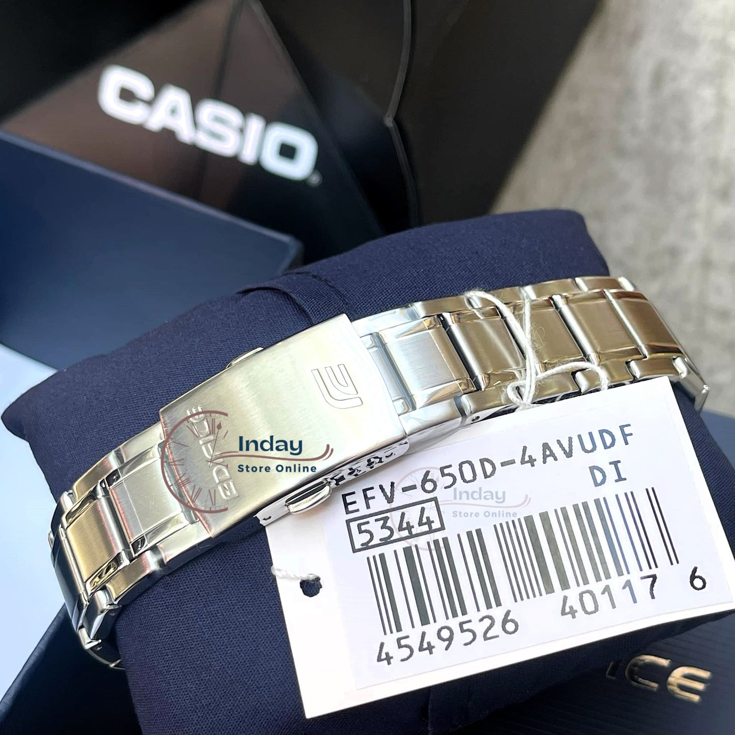 Casio Edifice Men's Watch EFV-650D-4A Mineral Glass Standard Chronograph Stainless Steel Band