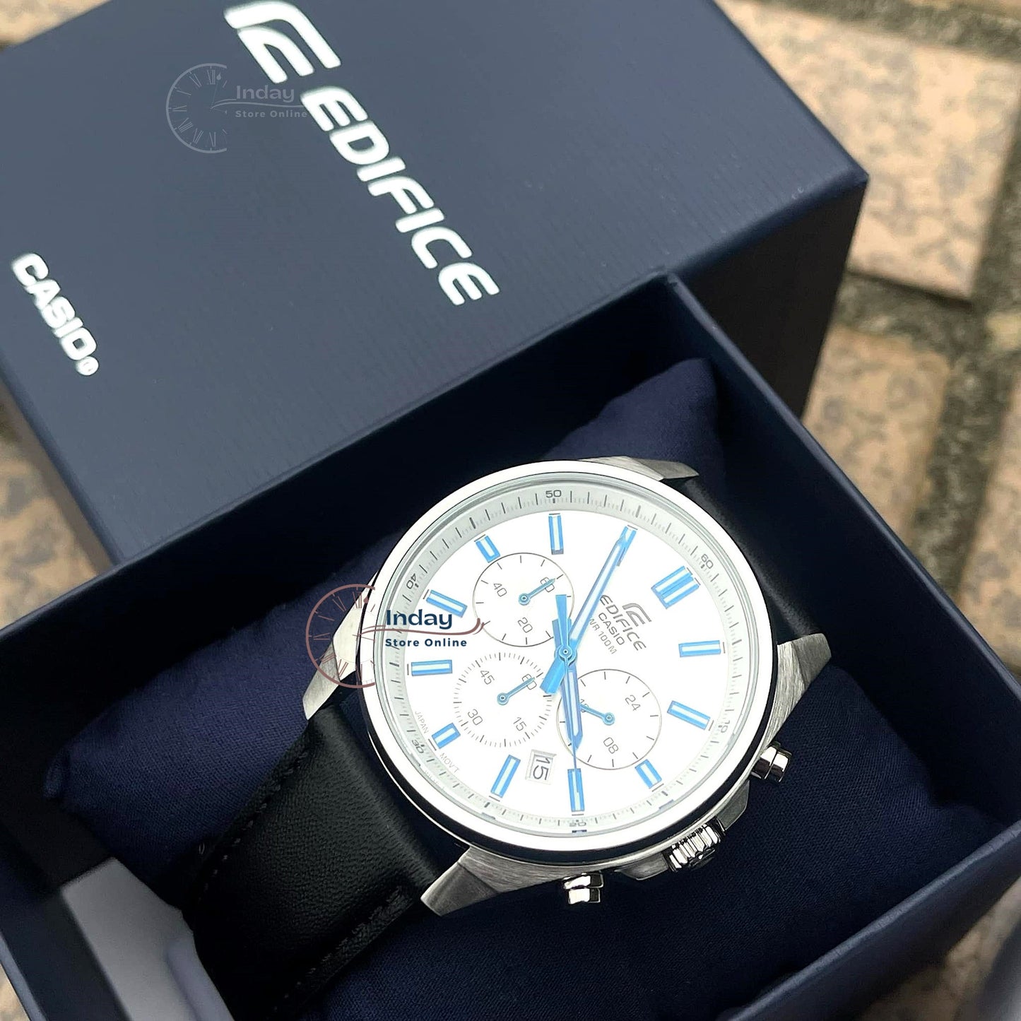 Casio Edifice Men's Watch EFV-650L-7A Mineral Glass Standard Chronograph Genuine Leather Band