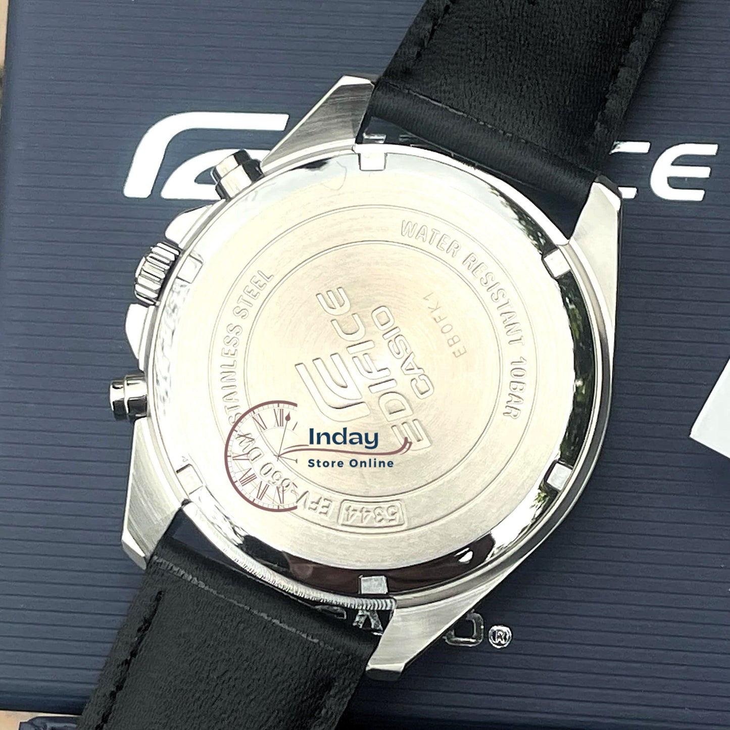 Casio Edifice Men's Watch EFV-650L-7A Mineral Glass Standard Chronograph Genuine Leather Band