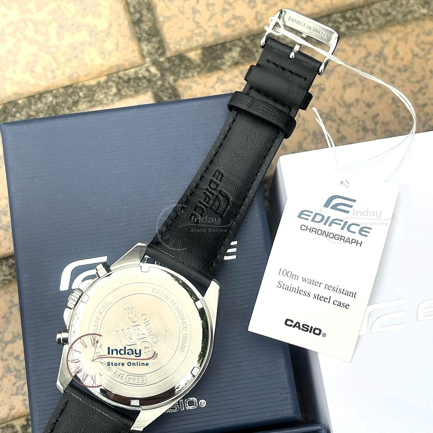 Casio Edifice Men's Watch EFV-650L-7A Mineral Glass Standard Chronograph Genuine Leather Band