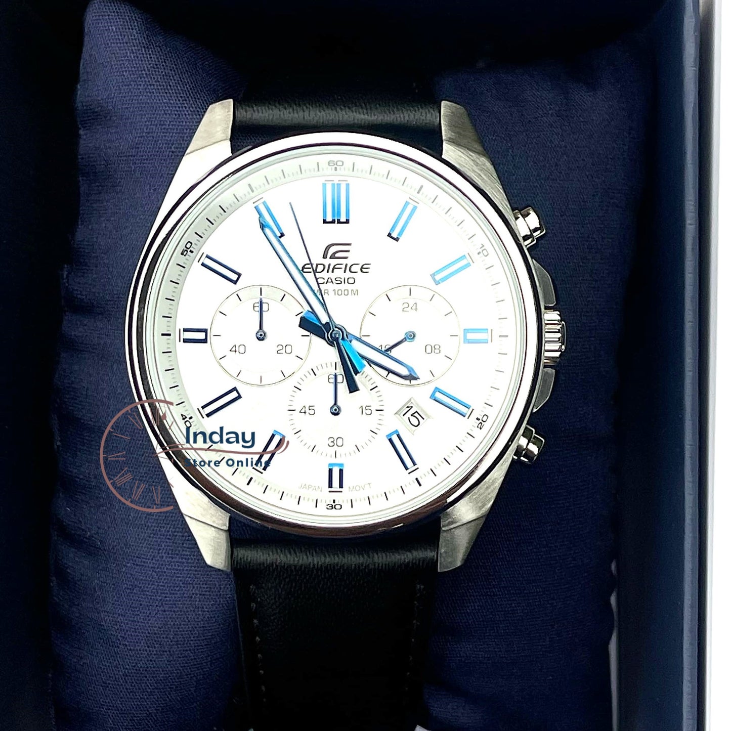 Casio Edifice Men's Watch EFV-650L-7A Mineral Glass Standard Chronograph Genuine Leather Band