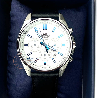 Casio Edifice Men's Watch EFV-650L-7A Mineral Glass Standard Chronograph Genuine Leather Band