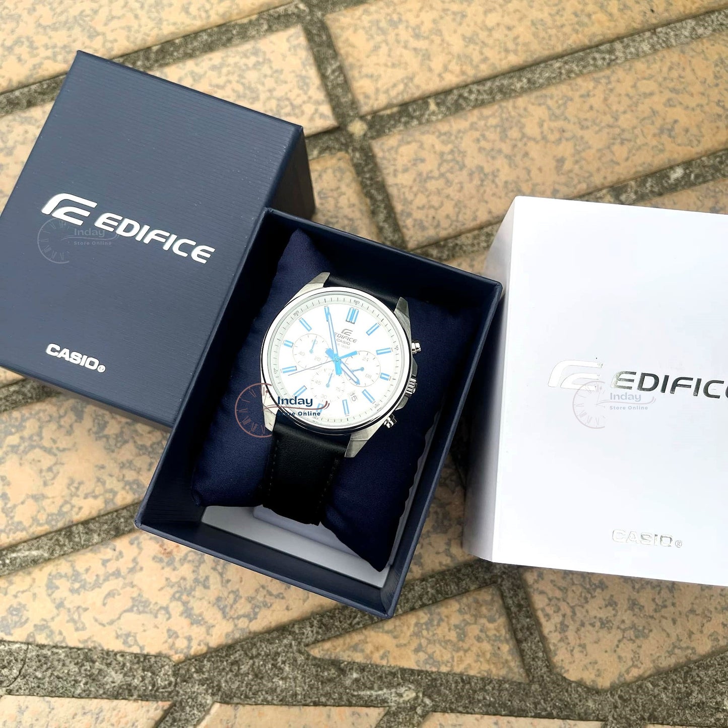 Casio Edifice Men's Watch EFV-650L-7A Mineral Glass Standard Chronograph Genuine Leather Band