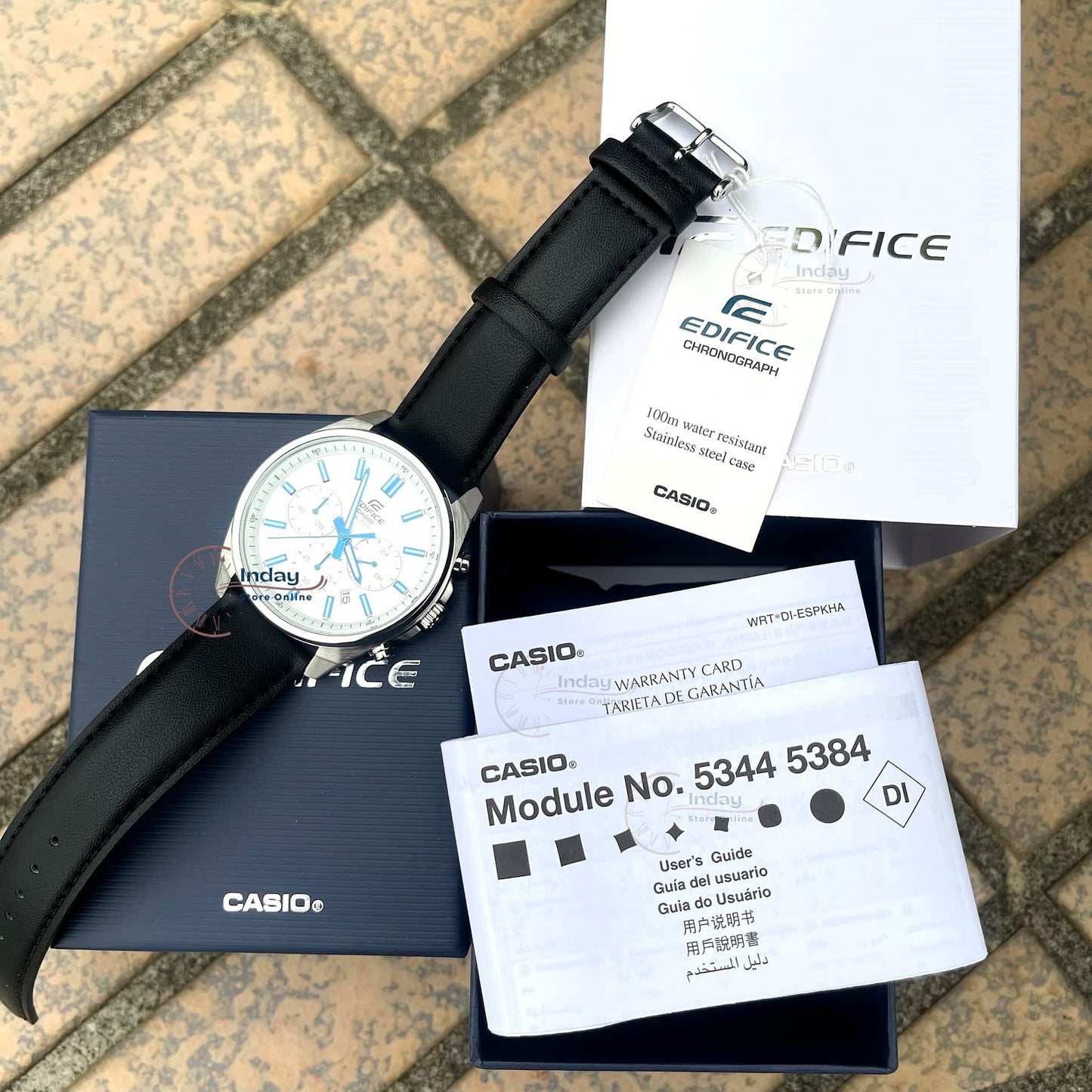 Casio Edifice Men's Watch EFV-650L-7A Mineral Glass Standard Chronograph Genuine Leather Band