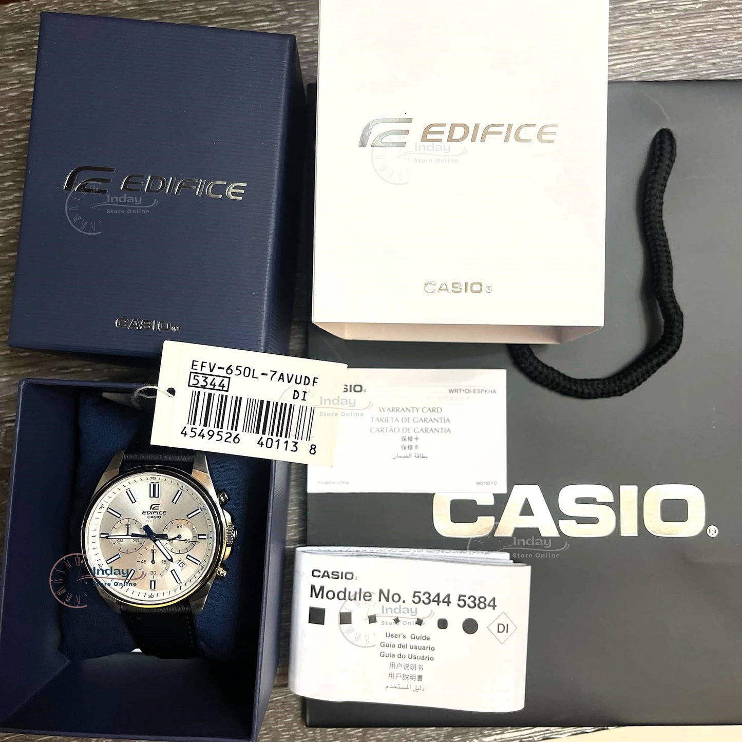 Casio Edifice Men's Watch EFV-650L-7A Mineral Glass Standard Chronograph Genuine Leather Band