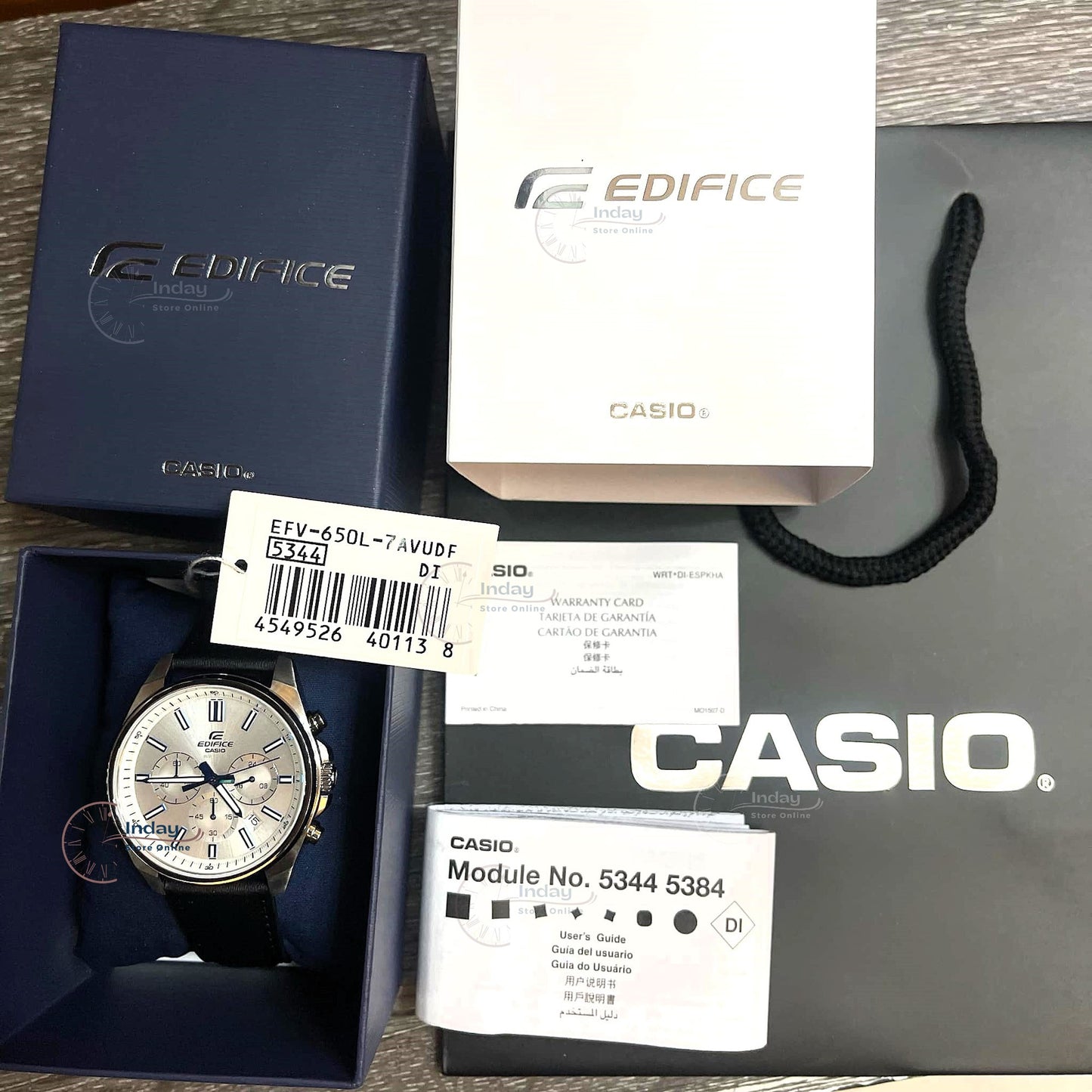 Casio Edifice Men's Watch EFV-650L-7A Mineral Glass Standard Chronograph Genuine Leather Band