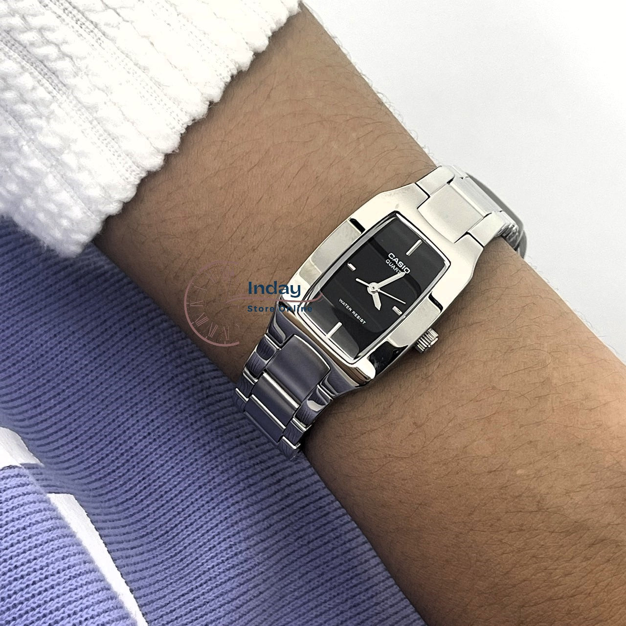 Casio Fashion Women's Watch LTP-1165A-1C2 Silver/Black Stainless Steel Band Mineral Glass