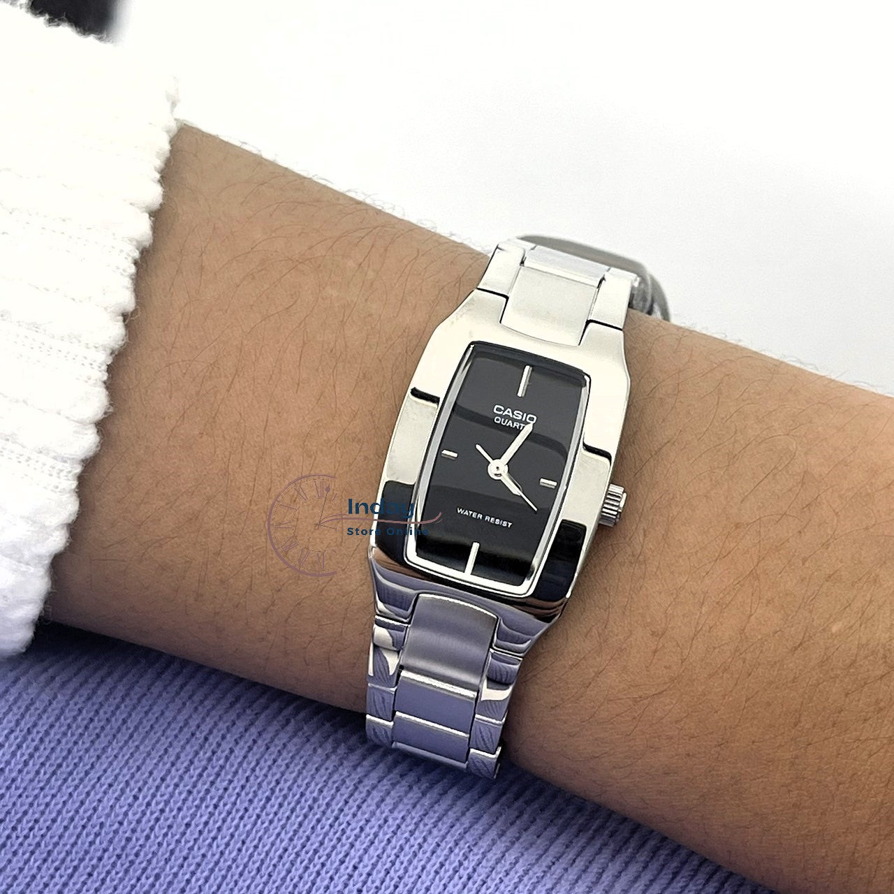 Casio Fashion Women's Watch LTP-1165A-1C2 Silver/Black Stainless Steel Band Mineral Glass