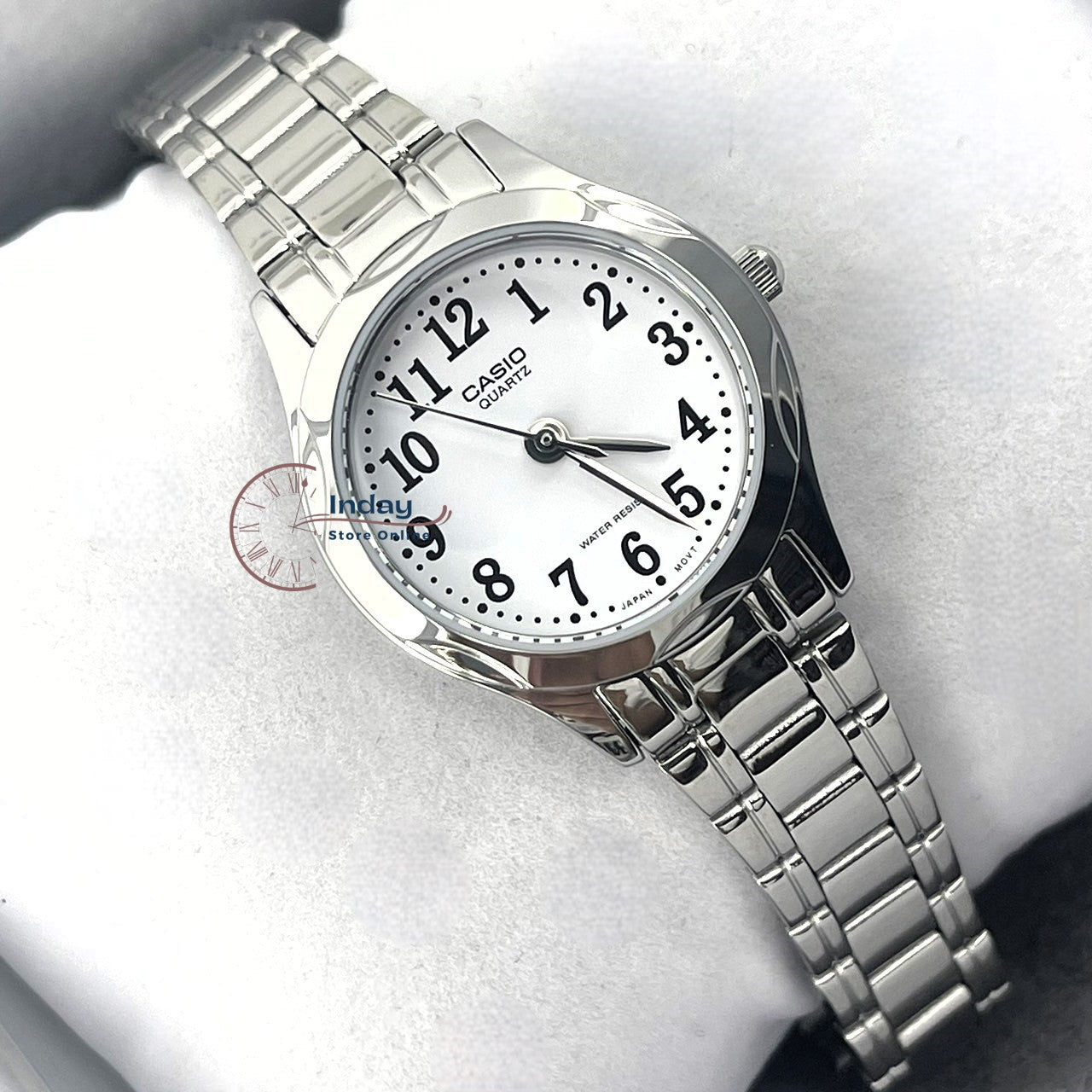 Casio Fashion Women's Watch LTP-1275D-7B Silver Stainless Steel Band Mineral Glass Triple-fold Clasp