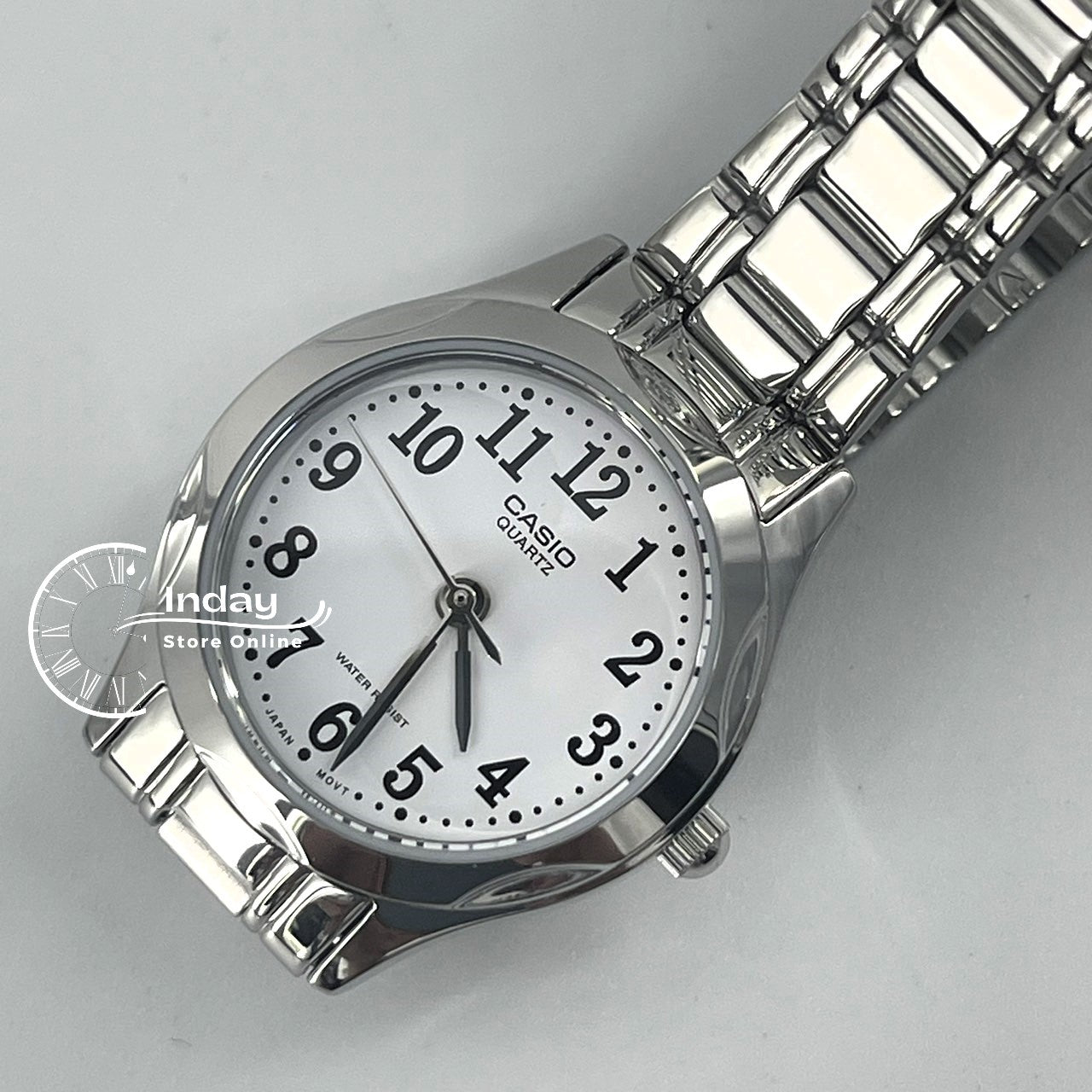 Casio Fashion Women's Watch LTP-1275D-7B Silver Stainless Steel Band Mineral Glass Triple-fold Clasp
