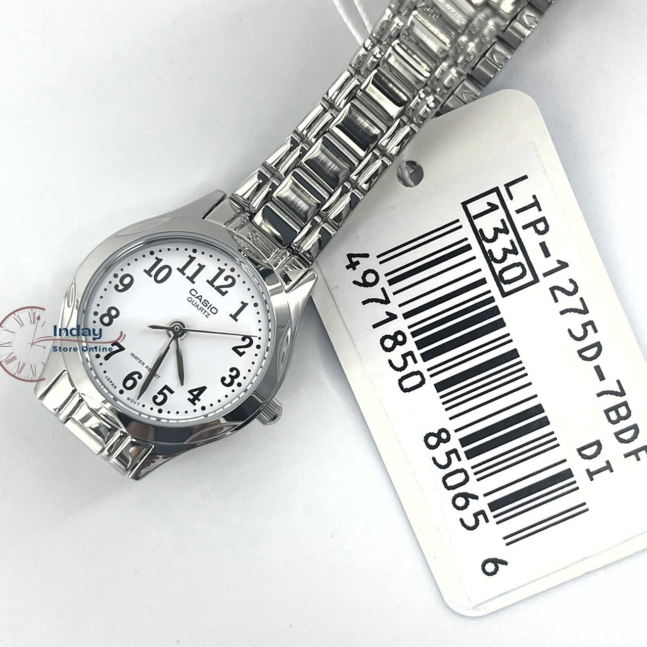 Casio Fashion Women's Watch LTP-1275D-7B Silver Stainless Steel Band Mineral Glass Triple-fold Clasp