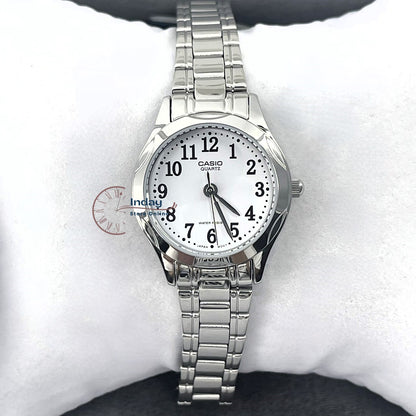 Casio Fashion Women's Watch LTP-1275D-7B Silver Stainless Steel Band Mineral Glass Triple-fold Clasp