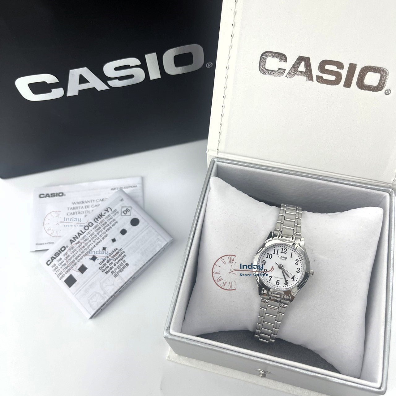 Casio Fashion Women's Watch LTP-1275D-7B Silver Stainless Steel Band Mineral Glass Triple-fold Clasp