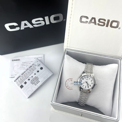 Casio Fashion Women's Watch LTP-1275D-7B Silver Stainless Steel Band Mineral Glass Triple-fold Clasp
