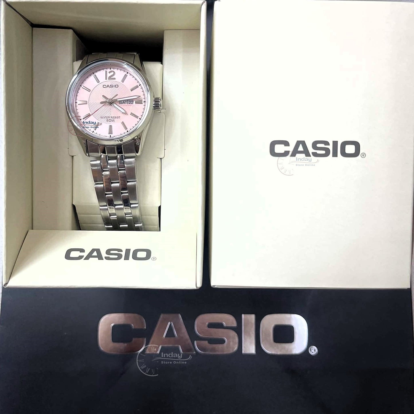 Casio Fashion Women's Watch LTP-1335D-5A Stainless Steel Band Triple-fold Clasp