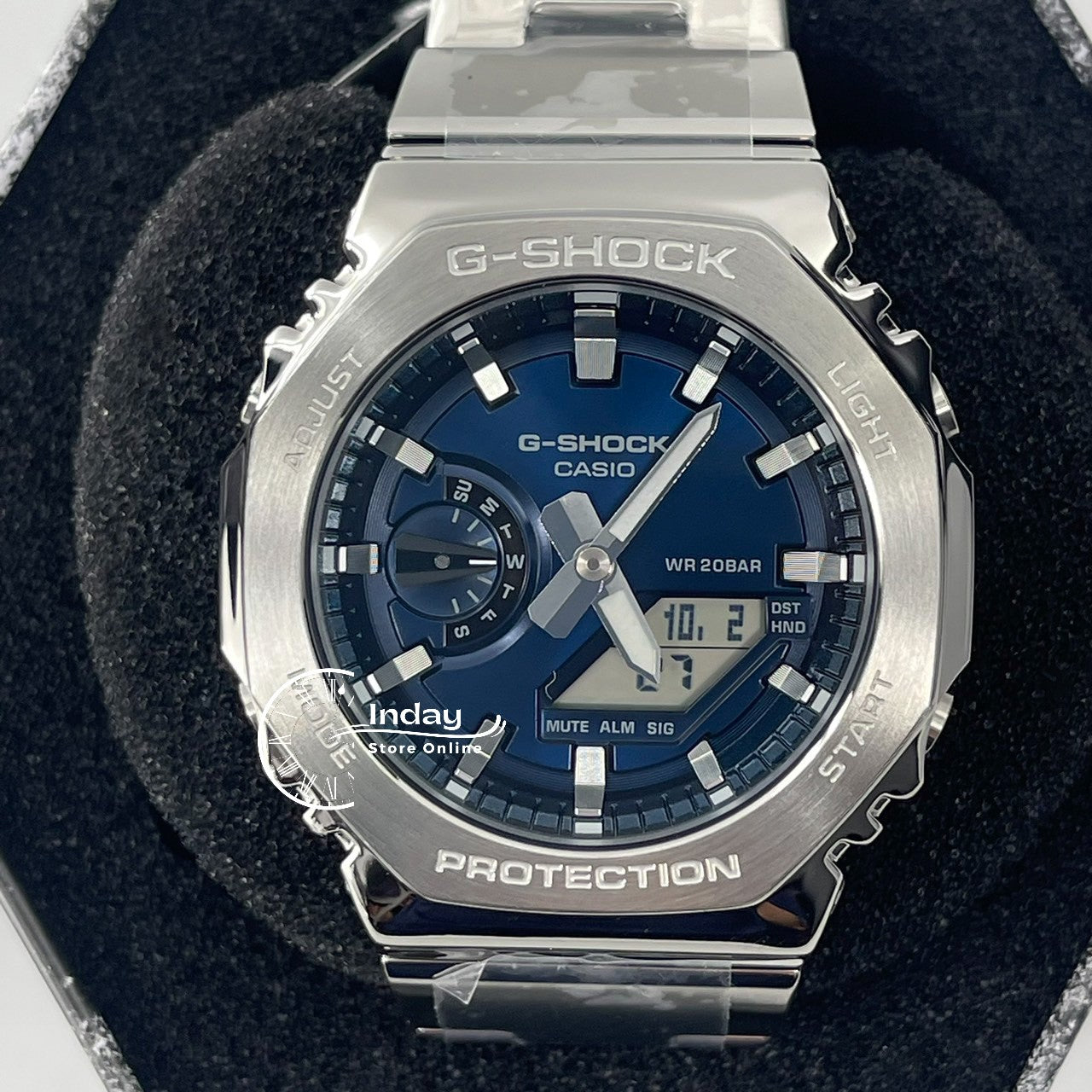 Casio G-Shock G-Steel Men's Watch GM-2110D-2B Stainless Steel Band Shock Resistant Mineral Glass
