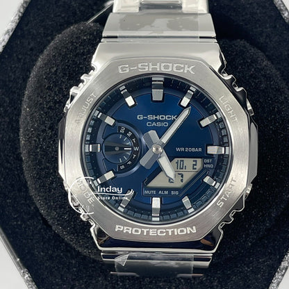 Casio G-Shock G-Steel Men's Watch GM-2110D-2B Stainless Steel Band Shock Resistant Mineral Glass
