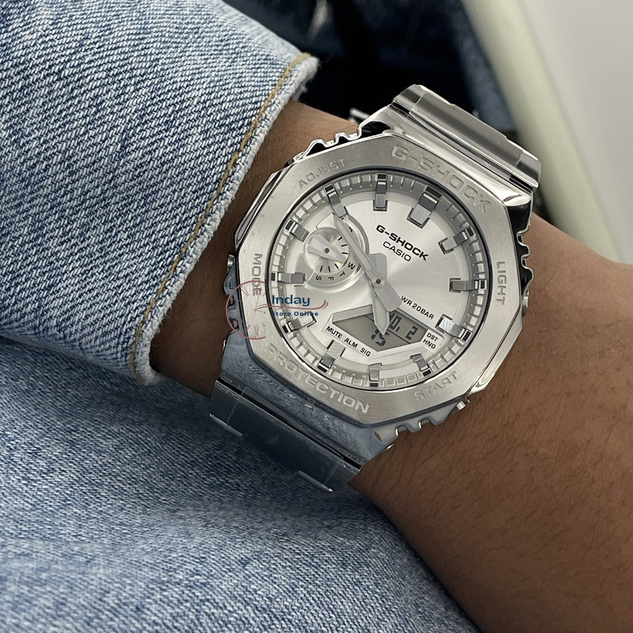 Casio G-Shock G-Steel Men's Watch GM-2110D-7A Stainless Steel Band Shock Resistant Mineral Glass