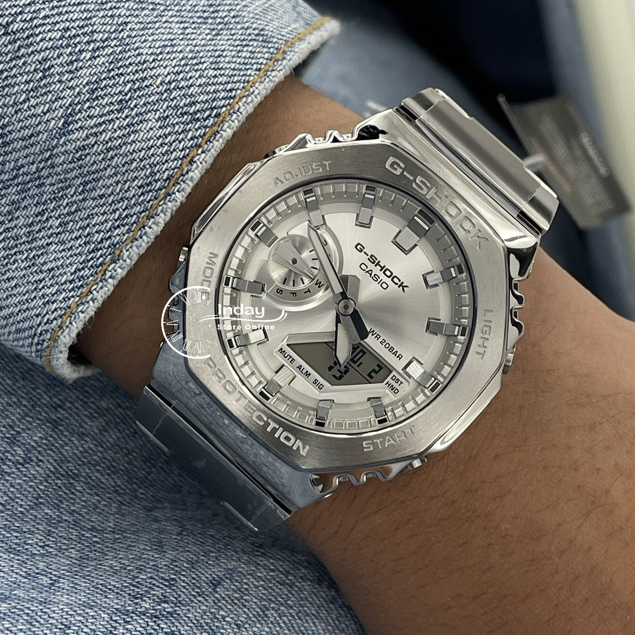 Casio G-Shock G-Steel Men's Watch GM-2110D-7A Stainless Steel Band Shock Resistant Mineral Glass