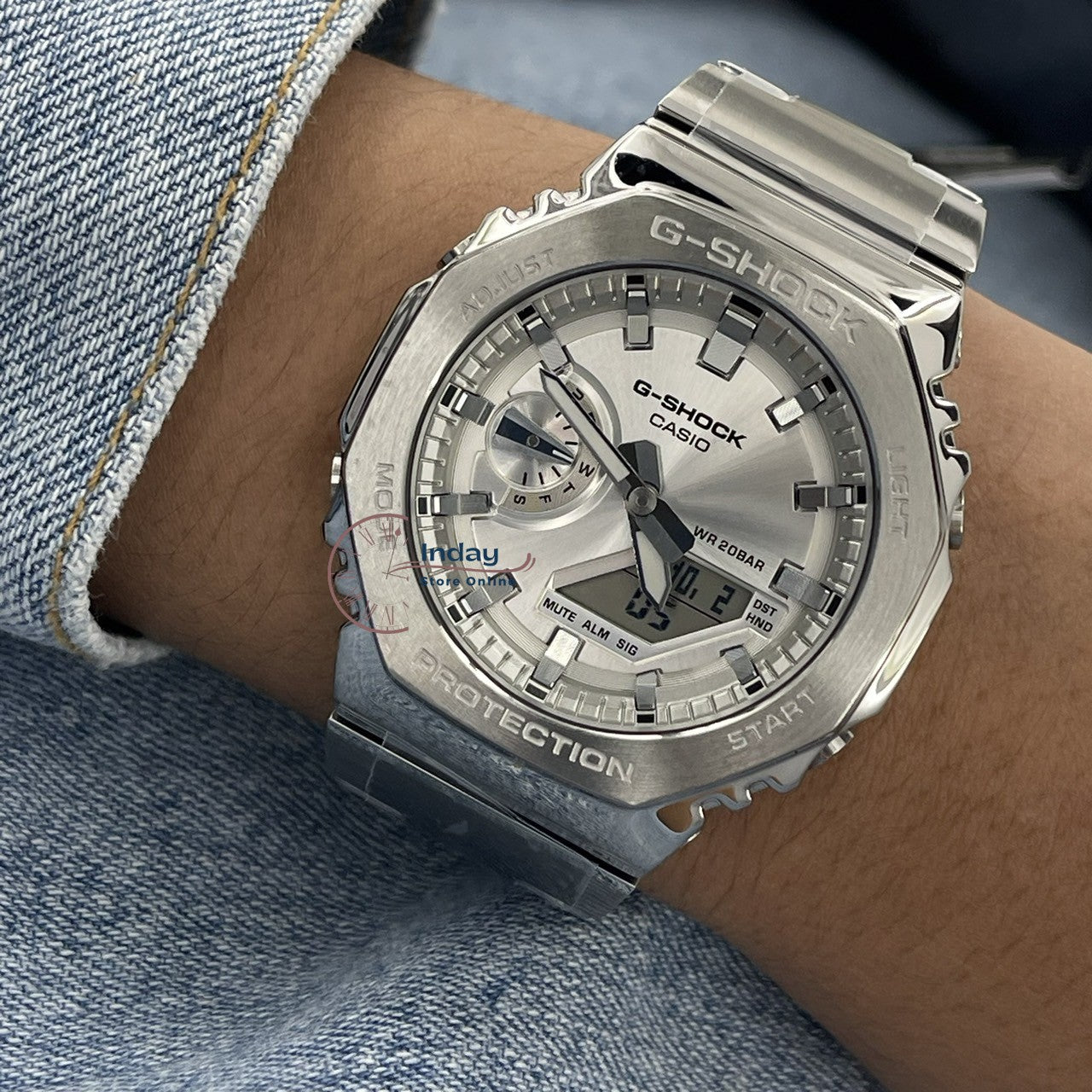 Casio G-Shock G-Steel Men's Watch GM-2110D-7A Stainless Steel Band Shock Resistant Mineral Glass
