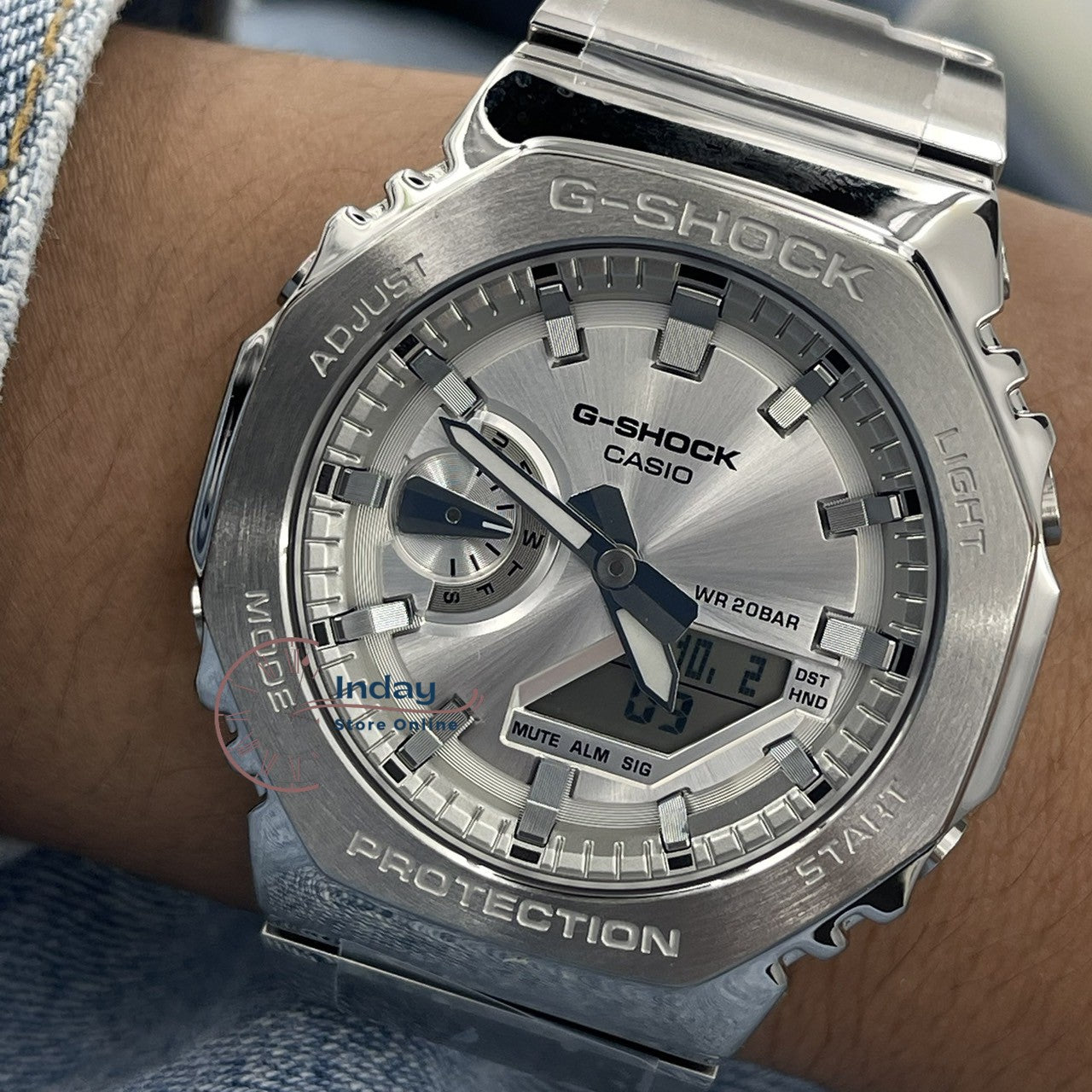 Casio G-Shock G-Steel Men's Watch GM-2110D-7A Stainless Steel Band Shock Resistant Mineral Glass