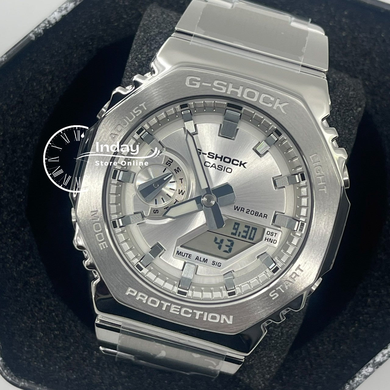 Casio G-Shock G-Steel Men's Watch GM-2110D-7A Stainless Steel Band Shock Resistant Mineral Glass