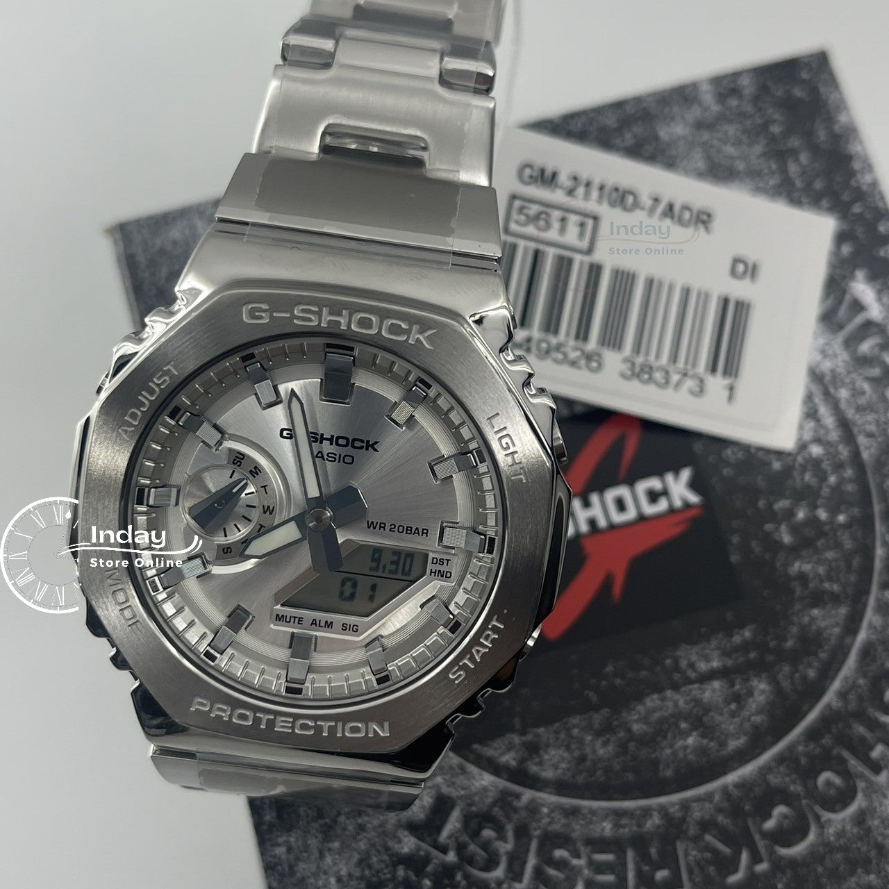 Casio G-Shock G-Steel Men's Watch GM-2110D-7A Stainless Steel Band Shock Resistant Mineral Glass